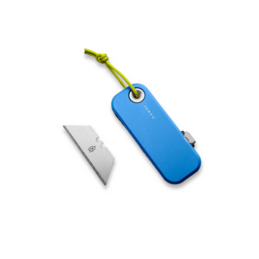The James Brand The Palmer - Cerulean / Yellow / Aluminum / Straight sulankstomas peilis