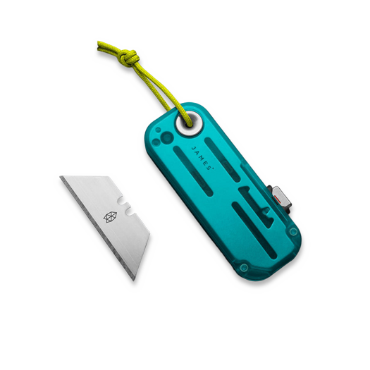 The James Brand The Palmer - Turquoise / Electric Green / Recycled PC sulankstomas peilis