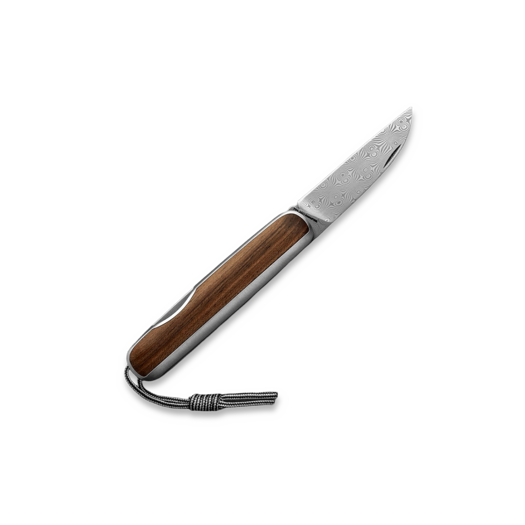 The James Brand The Pike - Rosewood / Damascus / Titanium / Straight sulankstomas peilis