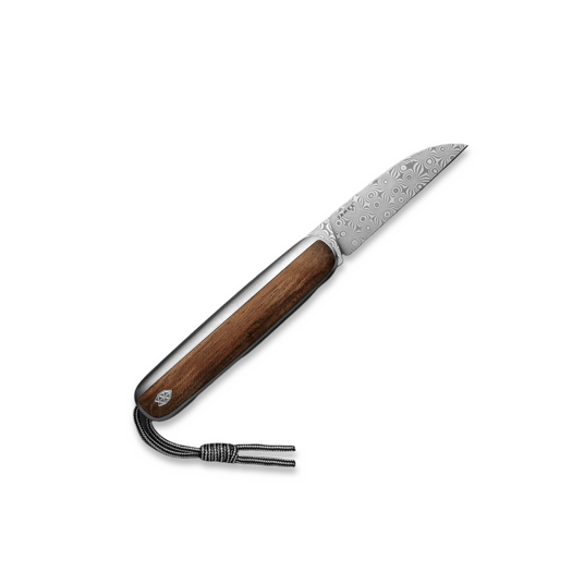The James Brand The Pike - Rosewood / Damascus / Titanium / Straight sulankstomas peilis
