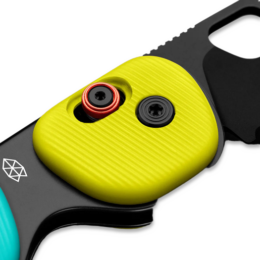 The James Brand The Redstone - Neon- Turquoise / Black / PP / Serrated kääntöveitsi