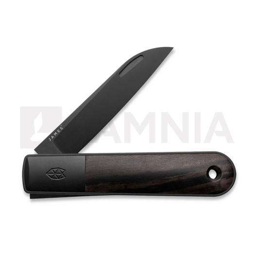 The James Brand The Wayland - Ebony / Black / Wood / Straight sulankstomas peilis