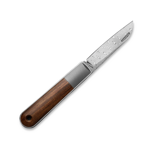 The James Brand The Wayland - Rosewood / Damascus / Titanium / Straight foldekniv