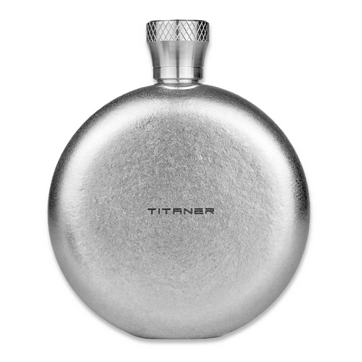 Titaner Titanium Hip Flask Diamond Pattern Cap, Silver