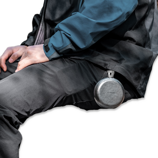 Titaner Titanium Hip Flask Diamond Pattern Cap, Silver