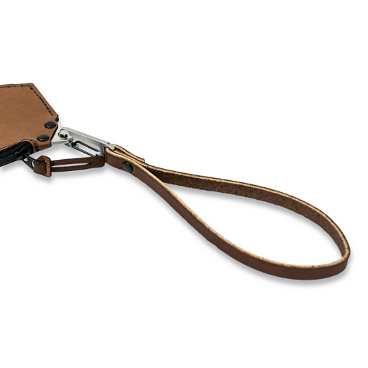 Trayvax Leather Wristlet, brązowa
