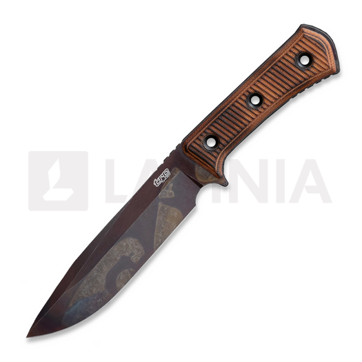 TRC Knives Apocalypse Elmax Post Apo Finish knife, Torched Micarta