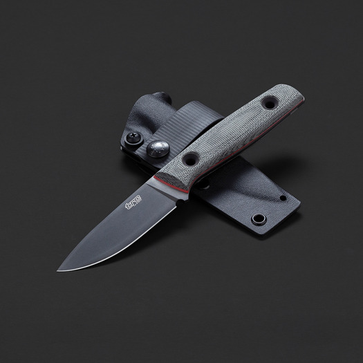 TRC Knives Classic Freedom M390 DLC mes, black canvas micarta with red liner