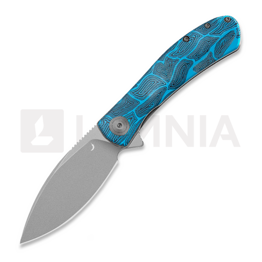 Trollsky Knives Mandu EVO 14C28N kääntöveitsi, Blue Turtle G-10, Stonewash