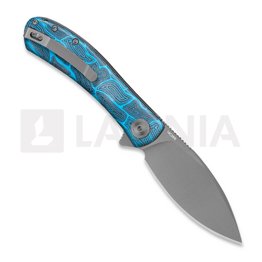 Trollsky Knives Mandu EVO 14C28N f&auml;llkniv, Blue Turtle G-10, Stonewash