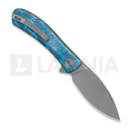 Trollsky Knives Mandu EVO 14C28N kääntöveitsi, Blue Turtle G-10, Stonewash