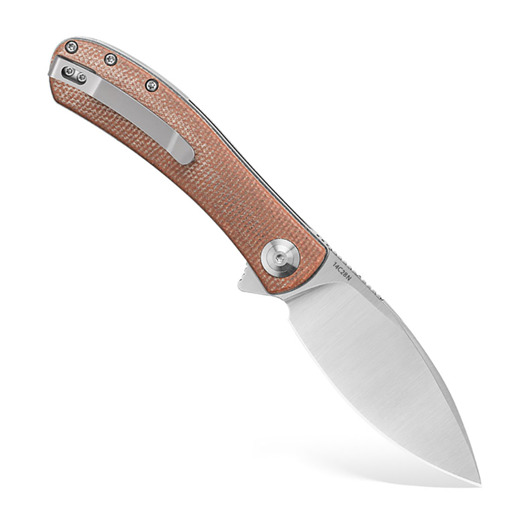 Trollsky Knives Mandu EVO 14C28N sulankstomas peilis, Brown Micarta, Satin
