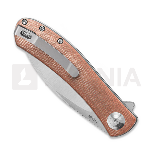 Trollsky Knives Mandu EVO 14C28N kääntöveitsi, Brown Micarta, Satin