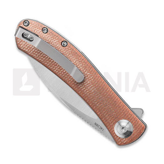 Trollsky Knives Mandu EVO 14C28N sulankstomas peilis, Brown Micarta, Satin