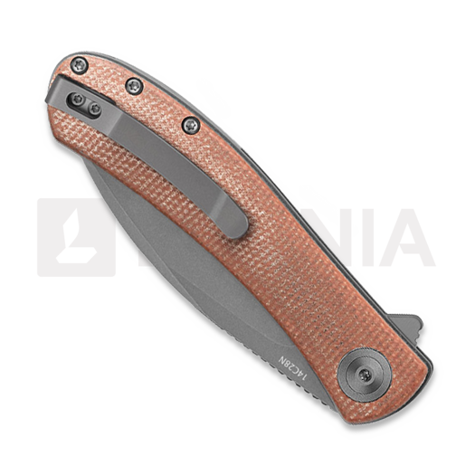 Trollsky Knives Mandu EVO 14C28N kääntöveitsi, Brown Micarta, Stonewash