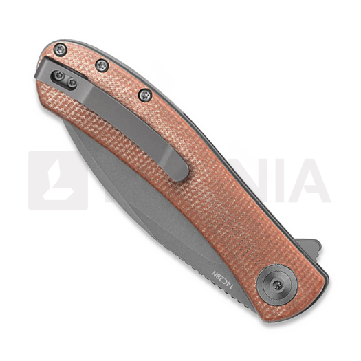 Trollsky Knives Mandu EVO 14C28N sulankstomas peilis, Brown Micarta, Stonewash