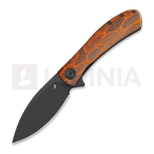 Trollsky Knives Mandu EVO 14C28N kääntöveitsi, Orange Turtle G-10, Black Stonewash