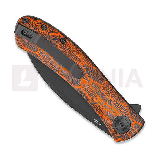 Trollsky Knives Mandu EVO 14C28N f&auml;llkniv, Orange Turtle G-10, Black Stonewash