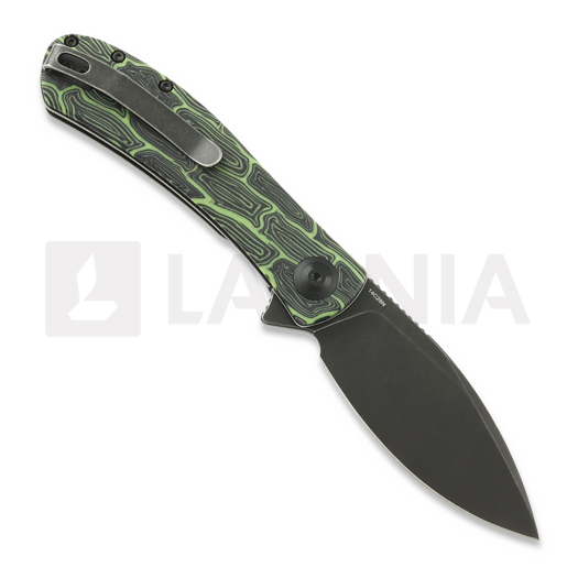 Trollsky Knives Mandu Evo Limited 접이식 나이프, Green Turtle G-10, Black Stonewash