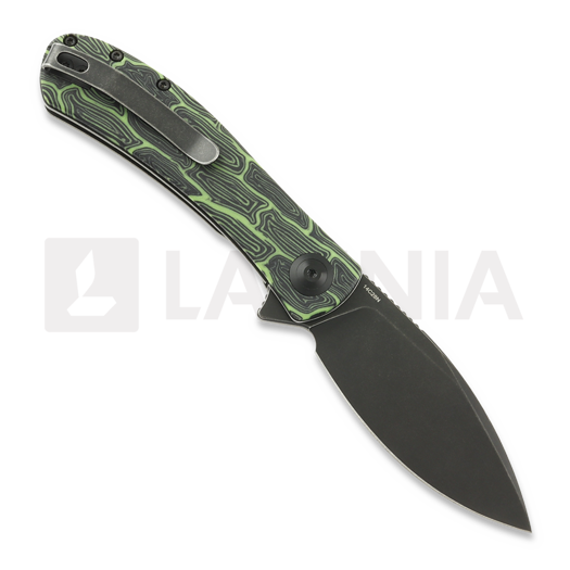 Trollsky Knives Mandu Evo Limited 접이식 나이프, Green Turtle G-10, Black Stonewash