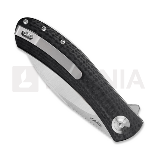 Trollsky Knives Mandu EVO Magnacut sulankstomas peilis, Black CarbonTex G-10, Satin