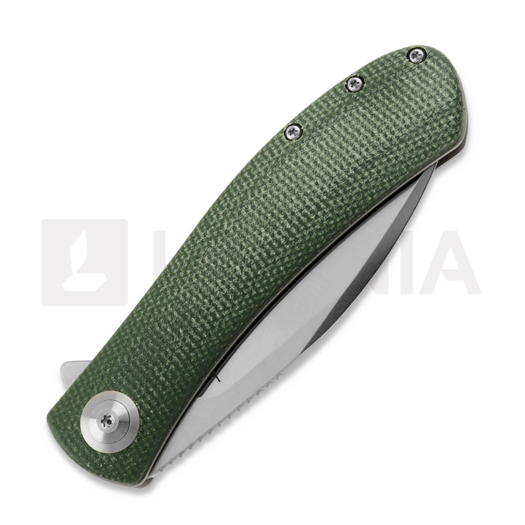 Trollsky Knives Mandu Green Micarta kääntöveitsi, Satin
