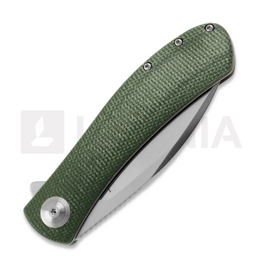 Trollsky Knives Mandu Green Micarta kääntöveitsi, Satin