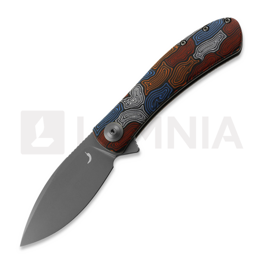 Trollsky Knives Mandu Multicolor Damascus G-10 접이식 나이프, Stonewash