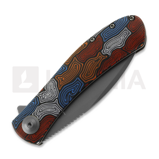 Zavírací nůž Trollsky Knives Mandu Multicolor Damascus G-10, Stonewash