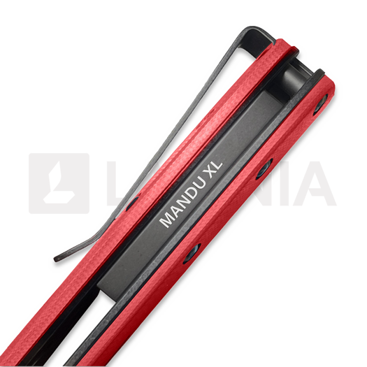 Trollsky Knives Mandu XL 14C28N vouwmes, Red G-10, Black Stonewash