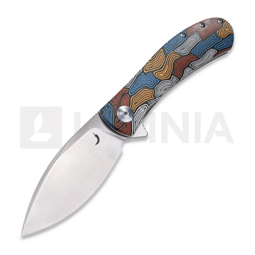 Trollsky Knives Mandu XL Burns Twice 14C28N kääntöveitsi, Kaleidoscope Turtle G-10, Satin