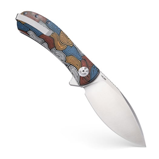 Trollsky Knives Mandu XL Burns Twice 14C28N vouwmes, Kaleidoscope Turtle G-10, Satin