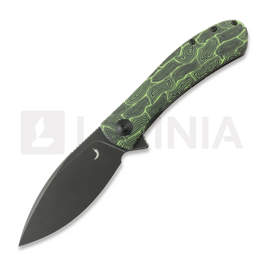 Coltello pieghevole Trollsky Knives Mandu XL Limited, Green Turtle G-10, Black Stonewash