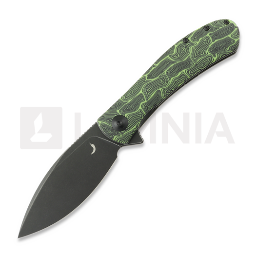 Trollsky Knives Mandu XL Limited foldekniv, Green Turtle G-10, Black Stonewash