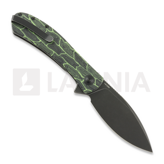 Trollsky Knives Mandu XL Limited 접이식 나이프, Green Turtle G-10, Black Stonewash