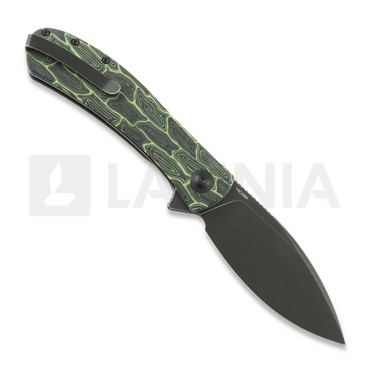 Trollsky Knives Mandu XL Limited 접이식 나이프, Green Turtle G-10, Black Stonewash