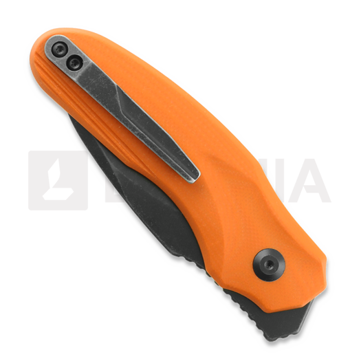 Twisted Assisted Fortis Drop Point folding knife, Orange G-10, Blackwash