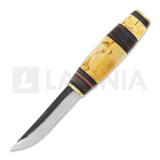 Nôž Uniikkipuukot Vuolupuukko 2, leather / curly birch