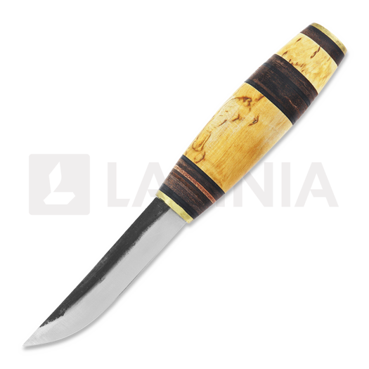 Nóż Uniikkipuukot Vuolupuukko 2, leather / curly birch