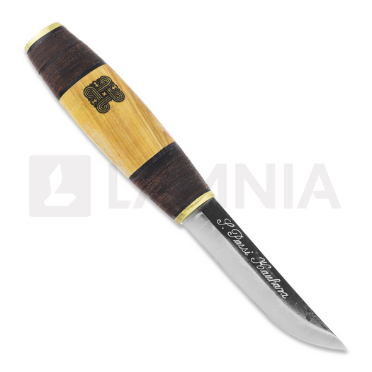 Uniikkipuukot Vuolupuukko kniv, leather / curly birch