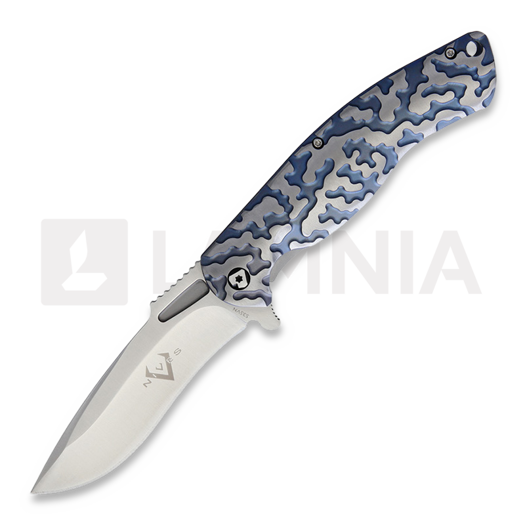 V Nives Atmosphere Framelock folding knife, blue/silver