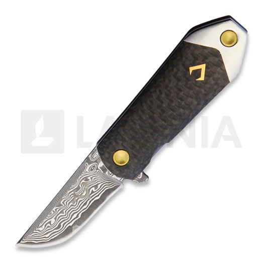 V Nives KillaBite Damascus foldekniv, carbon fiber