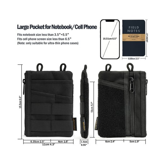Viperade VE18 EDC Pocket Organizer kotelo, musta