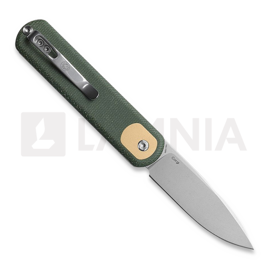 Vosteed Corgi Trek Lock - Micarta Green - S/W Drop k&auml;&auml;nt&ouml;veitsi