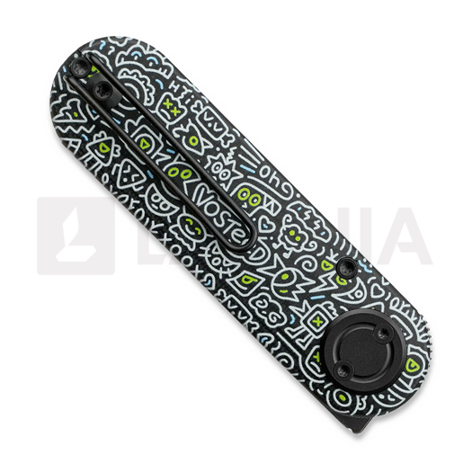 Coltello pieghevole Vosteed Corgi-V Vanchor Lock - Blackwash - G10, Doodle Monster™
