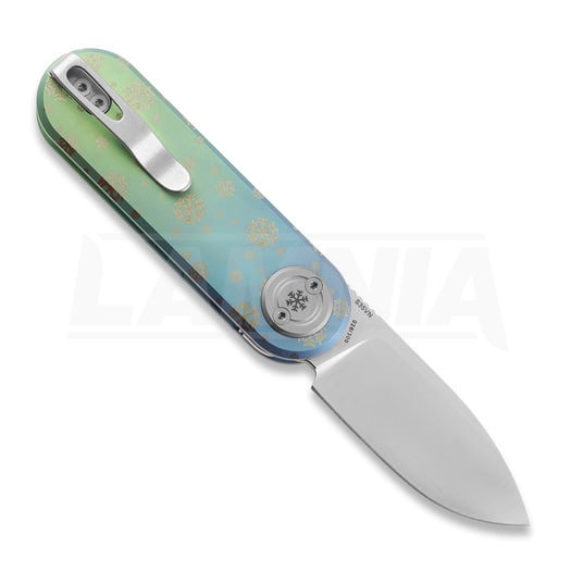 Couteau pliant Vosteed Corgi-V Vanchor Lock - Satin - Titanium, Evergreen Frost