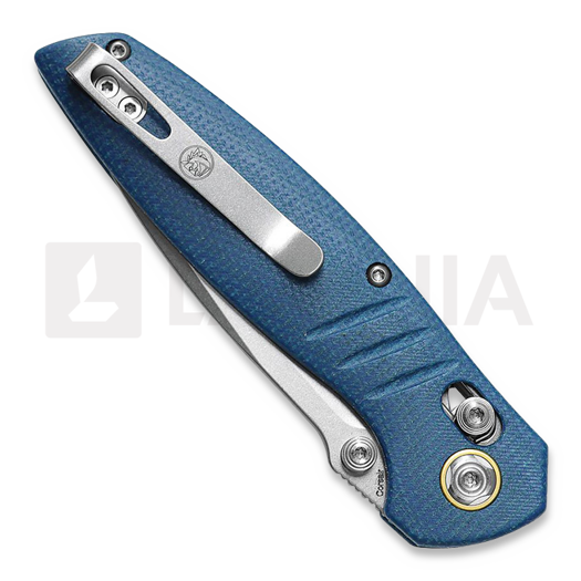 Vosteed Corsair Crossbar - Micarta Blue - S/W Drop folding knife