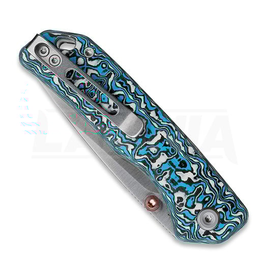 Couteau pliant Vosteed Marten - Satin - Carbon Fiber, bleu