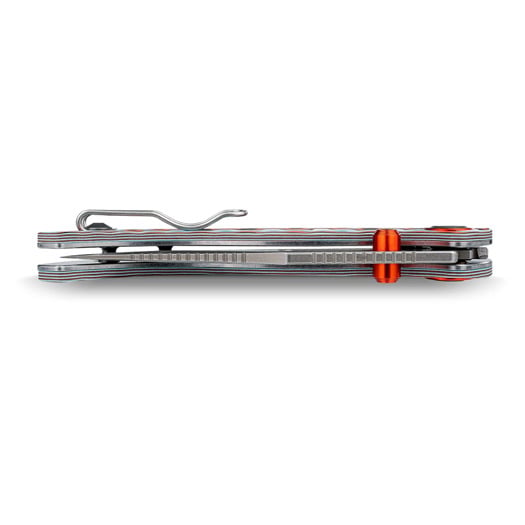Vosteed Naga - Stonewash - Bamboo Micarta sulankstomas peilis, Coral Orbit