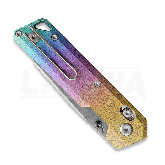 Couteau pliant Vosteed Parallel - Stonewash - Titanium, Iridescent Crackle